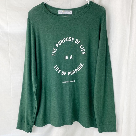 SOUL HONEY purpose Byrne green long sleeve top - Picture 1 of 6